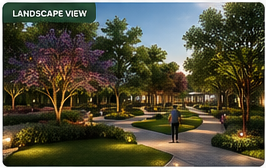 Conceptual landscape between residential towers Conceptual landscape between residential towers