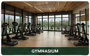 Residents' gym with exercise equipment and open workout floor