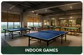 Indoor recreation room arranged for resident table games